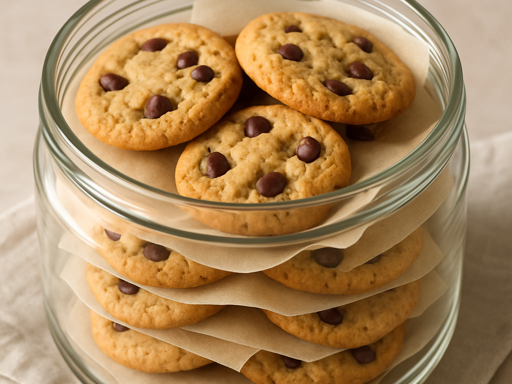 Koekjes bewaren met bakpapier ertussen