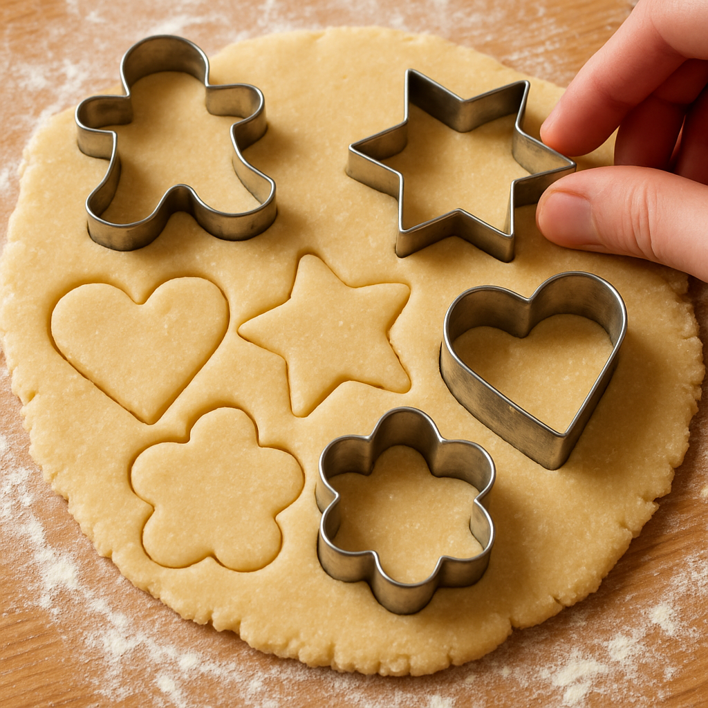 Zandkoekjes uitsteken met vormpjes